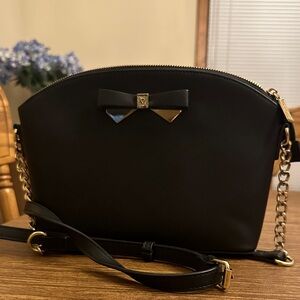 Anne Klein Black Bow Accent Women's Medium Crossbody Purse